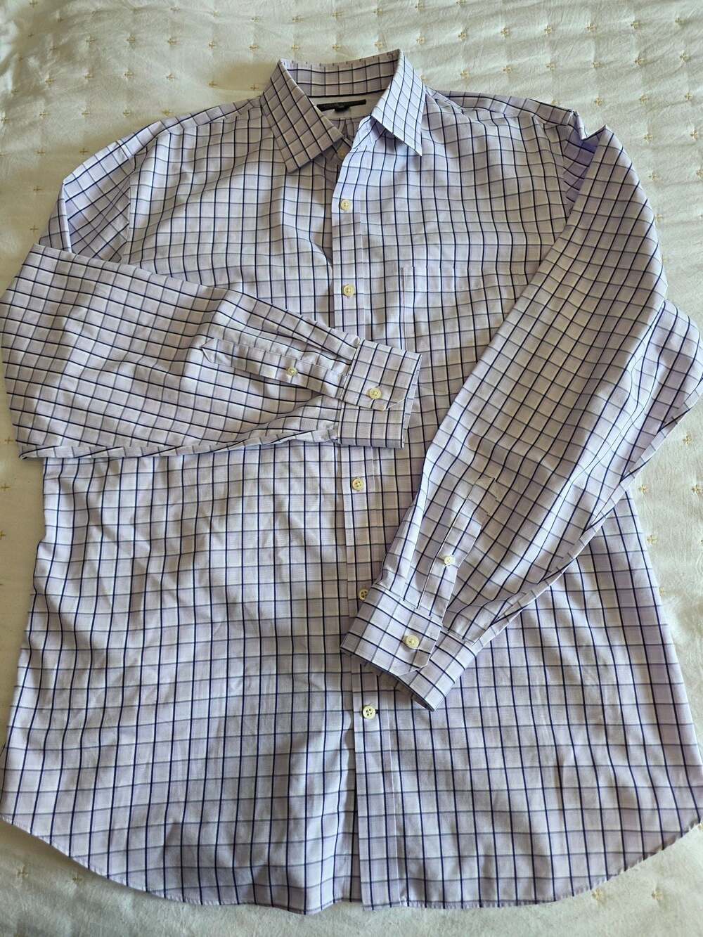 Banana‎ Republic Non-Iron Classic Fit Purple Plaid Dress Shirt Size XL